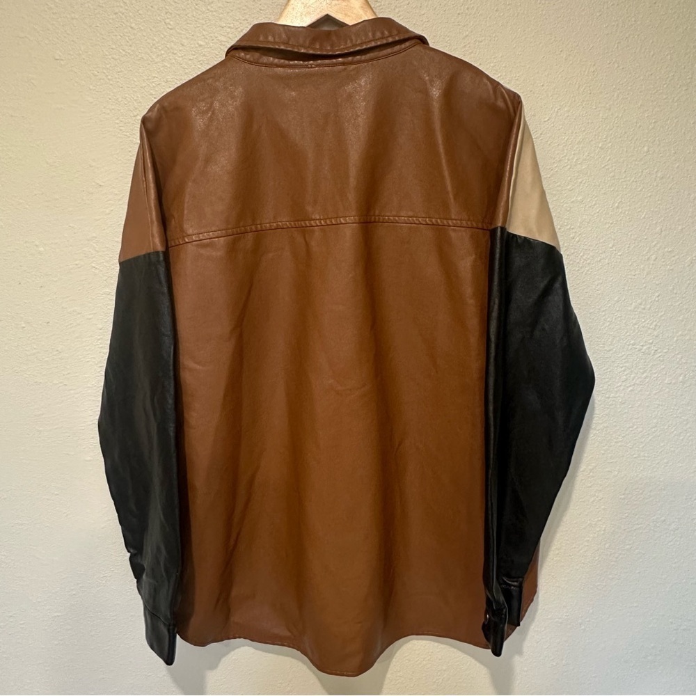 BiBi Color Block Faux Leather Shacket - Picture 11 of 13